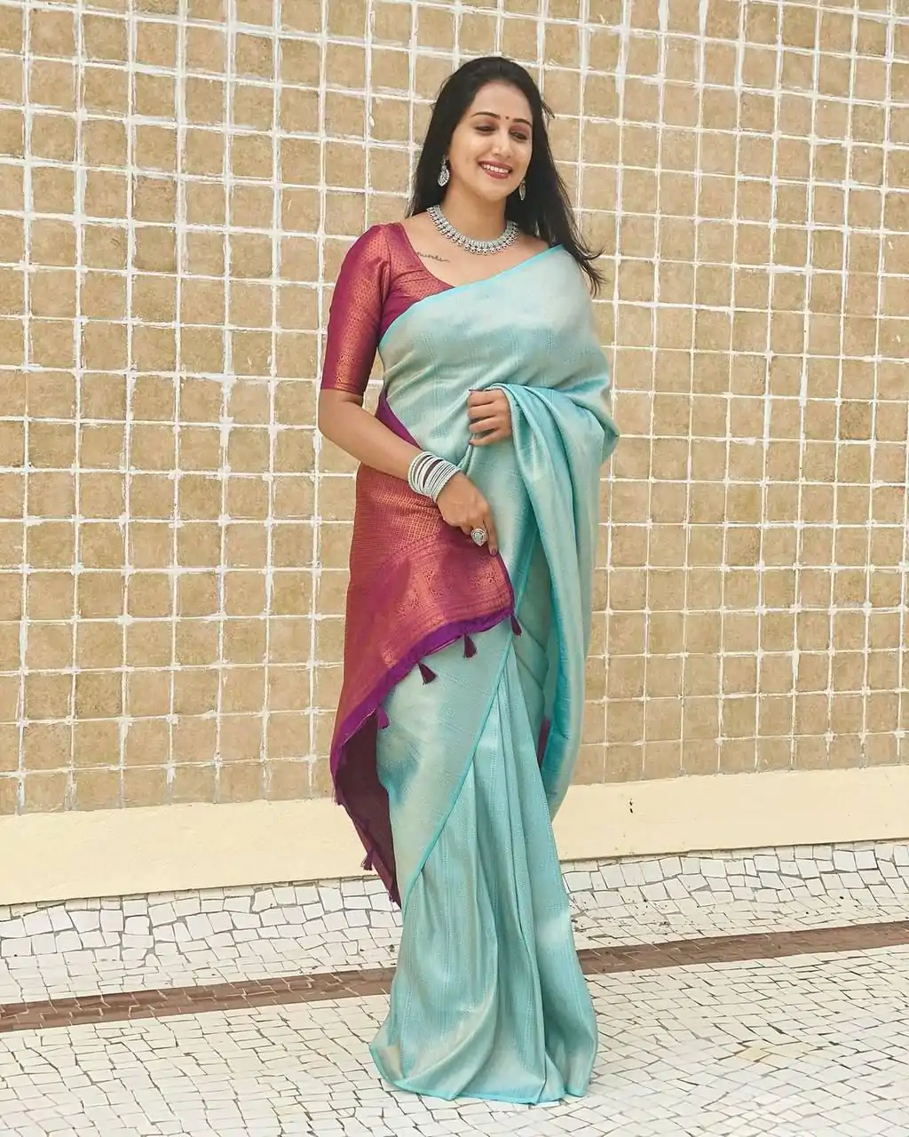 KP 4084 Sky Blue Soft Lichi Silk Saree with Lace Work & Lace Border. Festive Deal ₹1399. Delivery 4-6 Working Days. Shop now. | Designer Sarees, Embroidered Sarees, Sarees, Bollywood Sarees, Creative Sarees, Ethnic Saree, Modern Digital sarees, Party Wear Sarees