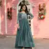 Ram 089 Teal Fox Georgette Gown with Designer Work. Wedding, Party, Festive, Events Introductory Price ₹1749. Delivery 4-6 Working Days. Shop now. | Jump Suits, Salwar suit, Casual Suits, Creative suits, Designer Suits, Palazzo Suits, Party Wear Suits, Patiala Suits, Straight Suits