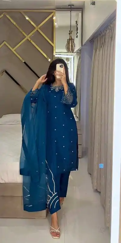 LG 1953 Teal Moss Satin Salwar Suit with Embroidery Work & Bead Work. Now at just ₹1999. Delivery 4-6 Working Days. Shop now. | Jump Suits, Salwar suit, Casual Suits, Creative suits, Designer Suits, Palazzo Suits, Party Wear Suits, Patiala Suits, Straight Suits