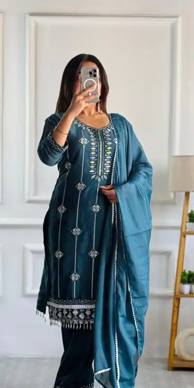 VLM 249 Teal Star Georgette Salwar Suit with Lace Work. Wedding, Party, Festive, Events Grab it for ₹1799. Delivery 4-6 Working Days. Shop now. | Jump Suits, Salwar suit, Casual Suits, Creative suits, Designer Suits, Palazzo Suits, Party Wear Suits, Patiala Suits, Straight Suits