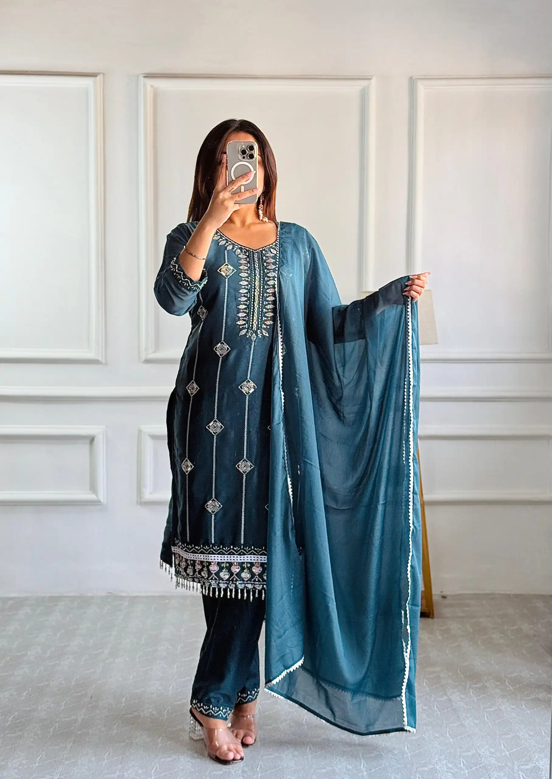 VLM 249 Teal Star Georgette Salwar Suit with Lace Work. Wedding, Party, Festive, Events Grab it for ₹1799. Delivery 4-6 Working Days. Shop now. | Jump Suits, Salwar suit, Casual Suits, Creative suits, Designer Suits, Palazzo Suits, Party Wear Suits, Patiala Suits, Straight Suits