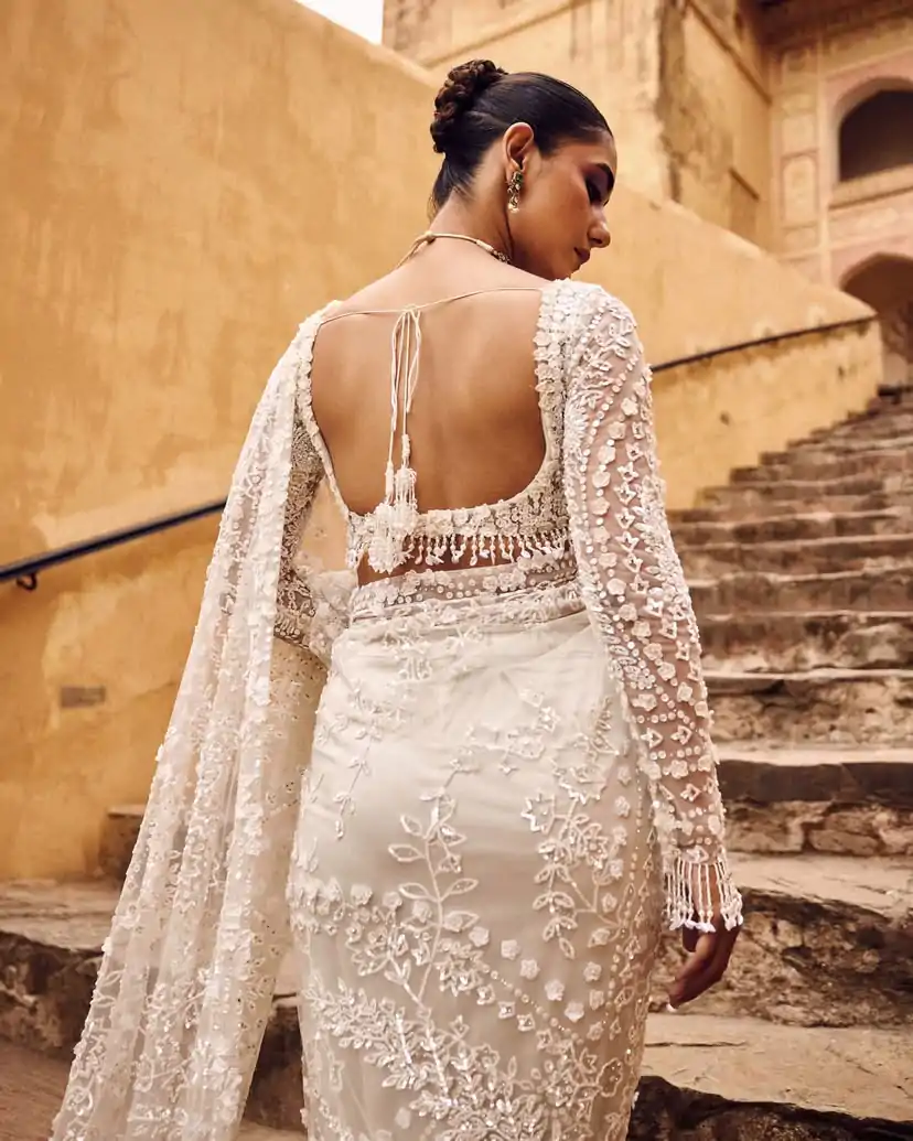 DF 3438 White Butterfly Net Saree with Sequins Work & Embroidery Work. Introductory Price ₹1799. Delivery 4-6 Working Days. Shop now. | Designer Sarees, Embroidered Sarees, Sarees, Bollywood Sarees, Creative Sarees, Ethnic Saree, Modern Digital sarees, Party Wear Sarees