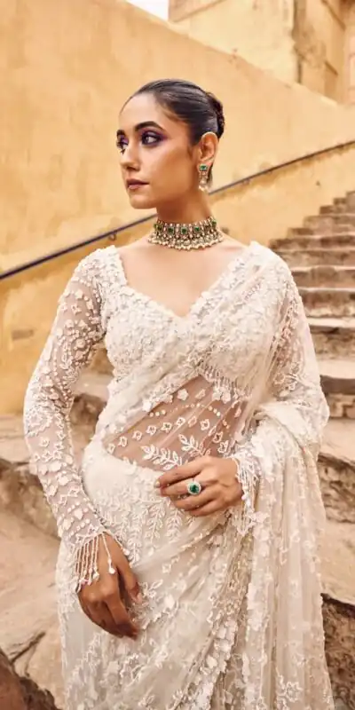 DF 3438 White Butterfly Net Saree with Sequins Work & Embroidery Work. Introductory Price ₹1799. Delivery 4-6 Working Days. Shop now. | Designer Sarees, Embroidered Sarees, Sarees, Bollywood Sarees, Creative Sarees, Ethnic Saree, Modern Digital sarees, Party Wear Sarees