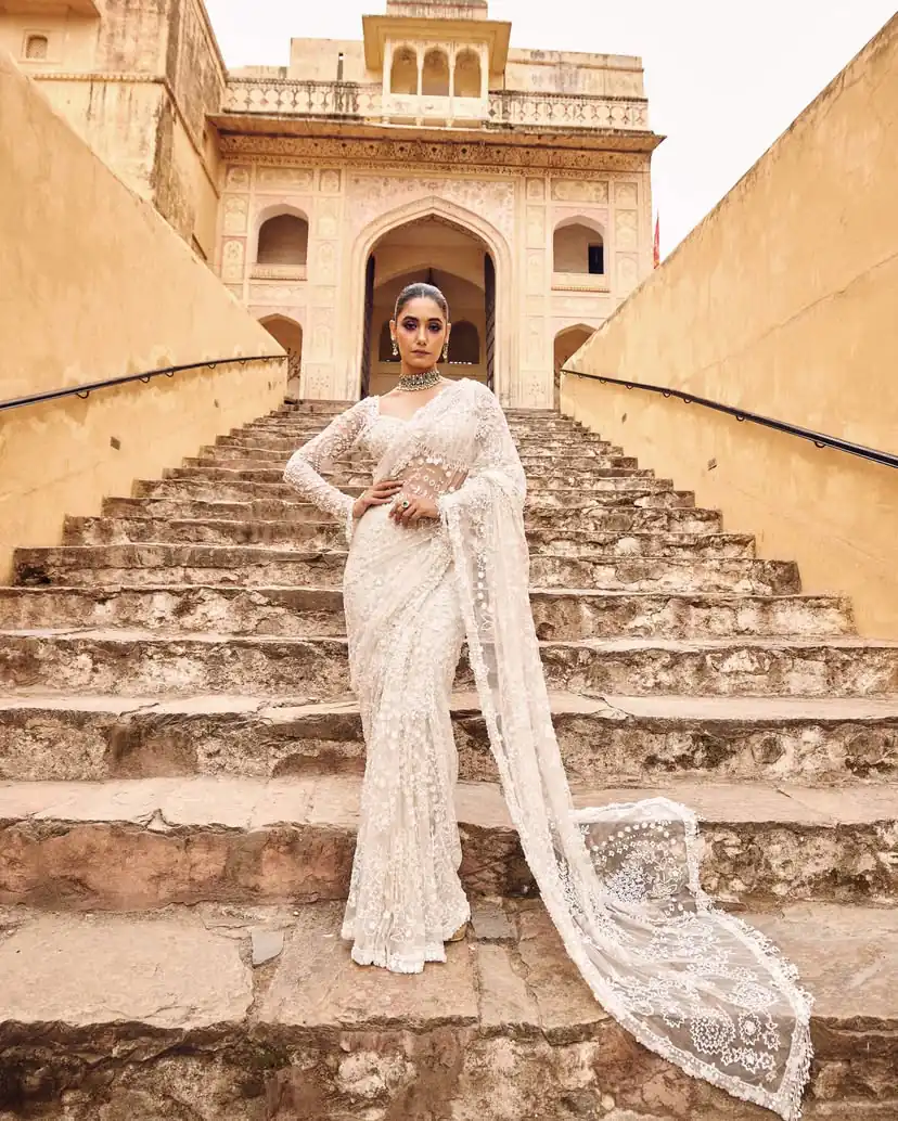 DF 3438 White Butterfly Net Saree with Sequins Work & Embroidery Work. Introductory Price ₹1799. Delivery 4-6 Working Days. Shop now. | Designer Sarees, Embroidered Sarees, Sarees, Bollywood Sarees, Creative Sarees, Ethnic Saree, Modern Digital sarees, Party Wear Sarees