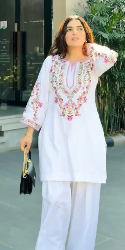 SRK 5272 White Natural Crep Silk with Embroidery Work Salwar Suit . Affordable Price ₹1799. Delivery 4-6 Working Days. Shop now. | Jump Suits, Salwar suit, Casual Suits, Creative suits, Designer Suits, Palazzo Suits, Party Wear Suits, Patiala Suits, Straight Suits