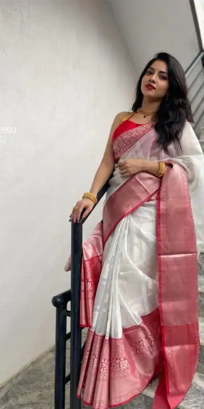 KPR 148 White Soft Lichi Silk Saree Perfect for Wedding, Party, Mehendi, Ganesh Chaturthi, Raksha Bandhan – . Introductory Price ₹1449. Delivery 4-6 | Designer Sarees, Embroidered Sarees, Sarees, Bollywood Sarees, Creative Sarees, Ethnic Saree, Modern Digital sarees, Party Wear Sarees