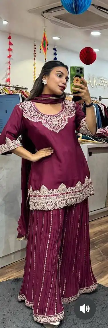 ND 5029 Wine Chinon Silk with Lace Work & Embroidery Work Salwar Suit . Special Price ₹2099. Delivery 4-6 Working Days. Shop now. | Jump Suits, Salwar suit, Casual Suits, Creative suits, Designer Suits, Palazzo Suits, Party Wear Suits, Patiala Suits, Straight Suits