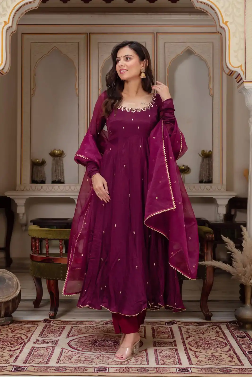 ZSR 3148 Wine Fox Georgette Gown Perfect for Wedding, Party, Traditional Day, Diwali, Anniversary – . Introductory Price ₹1949. Delivery 4-6 Working Days | Gowns, Bollywood Gowns, Creative Gowns, Designer Gowns, Embroidered Gowns, Party Wear Gowns