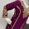 Wine Georgette Embroidery Work Salwar Suit