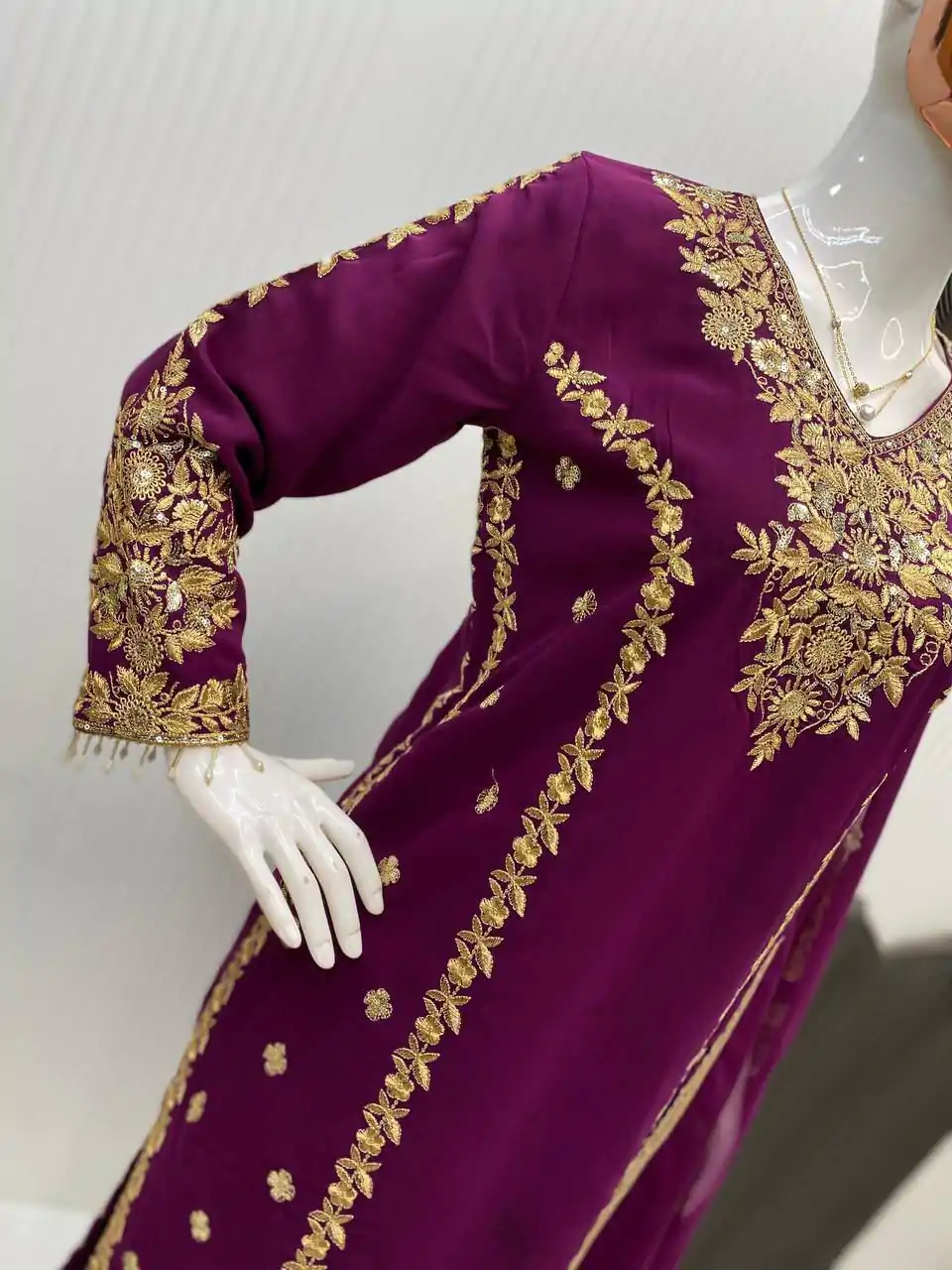 LG 1933 Wine Georgette with Embroidery Work & Lace Work Salwar Suit . Get it for ₹1899. Delivery 4-6 Working Days. Shop now. | Jump Suits, Salwar suit, Casual Suits, Creative suits, Designer Suits, Palazzo Suits, Party Wear Suits, Patiala Suits, Straight Suits