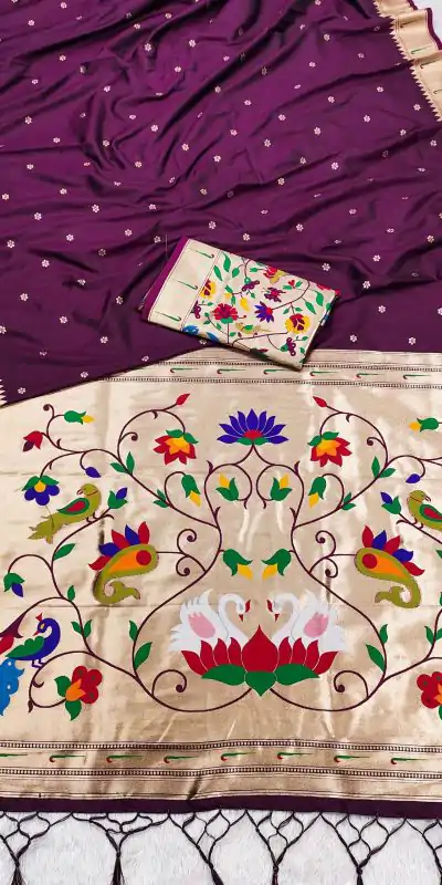 MB 149 Wine Silk Saree with Zari Work & Lace Work. Wedding, Party, Festive, Events, Grab it for ₹2549. Delivery 4-6 Working Days. Shop now. | Designer Sarees, Embroidered Sarees, Sarees, Bollywood Sarees, Creative Sarees, Ethnic Saree, Modern Digital sarees, Party Wear Sarees