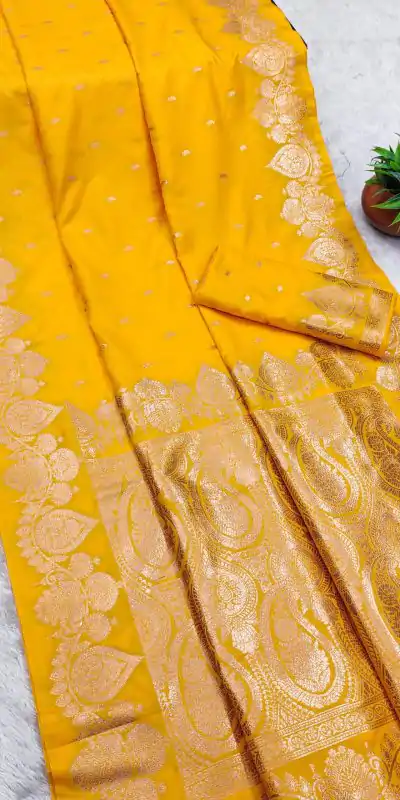 Yellow Banarasi Silk Zari Work Saree