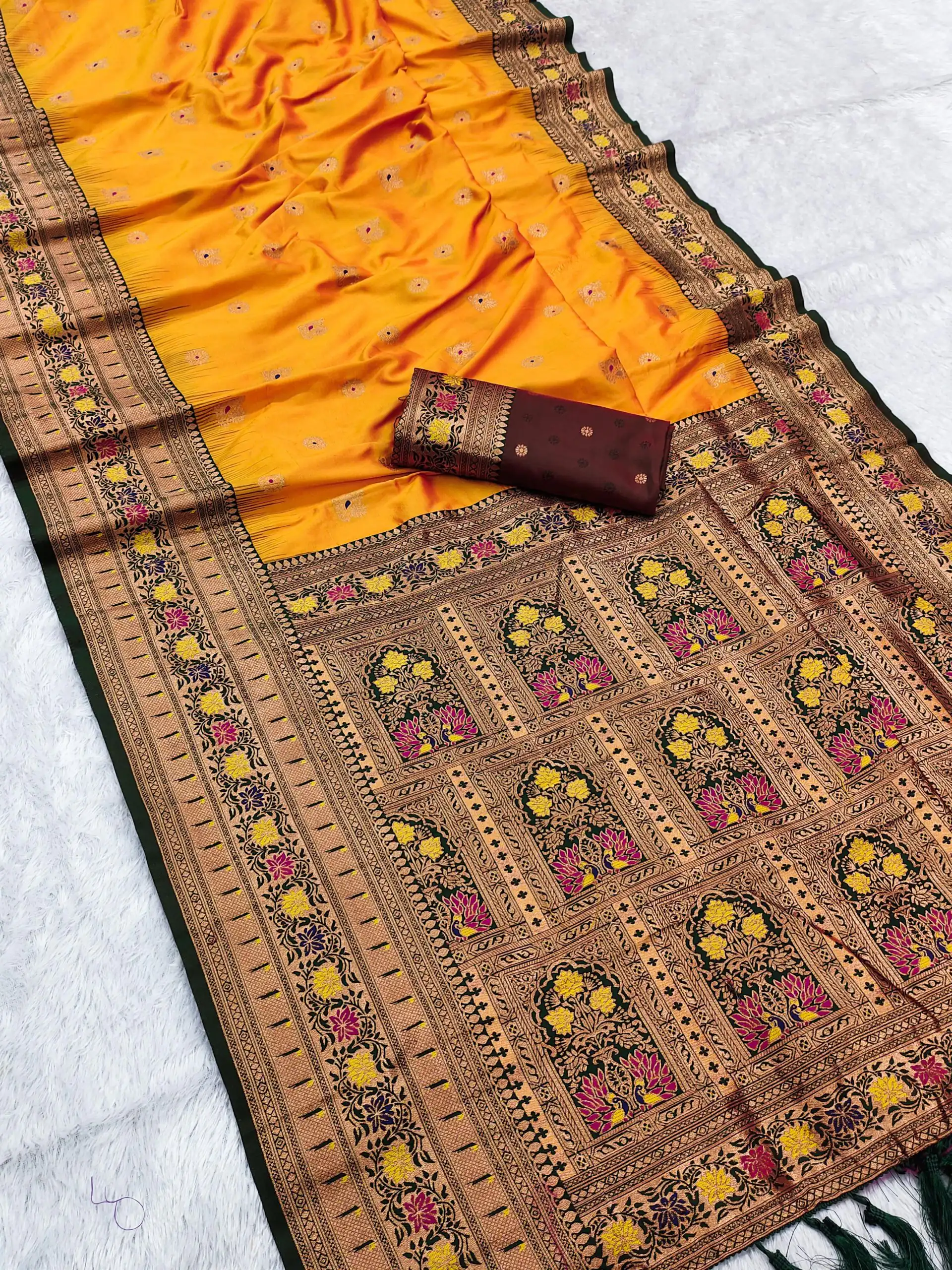 MB 18 Yellow Color Banarasi silk Saree with Zari Work & Lace Work. Affordable Price ₹2449. Delivery 4-6 Working Days. Shop now. | Designer Sarees, Embroidered Sarees, Sarees, Bollywood Sarees, Creative Sarees, Ethnic Saree, Modern Digital sarees, Party Wear Sarees