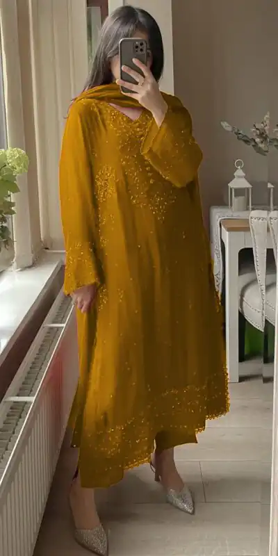 LG 2002 Yellow Georgette With Embroidery Work Salwar Suit . Wedding, Party, Festive, Events, Affordable Price ₹1999. Delivery 4-6 Working Days. Shop now. | Jump Suits, Tops & Bottoms, Track Suits, Salwar suit, Casual Suits, Creative suits, Designer Suits, Palazzo Suits, Party Wear Suits, Patiala Suits, Straight Suits, Trendy Wear