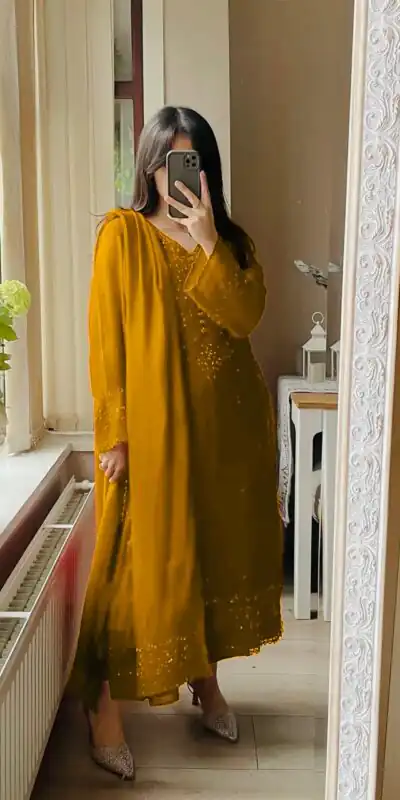 LG 2002 Yellow Georgette With Embroidery Work Salwar Suit . Wedding, Party, Festive, Events, Affordable Price ₹1999. Delivery 4-6 Working Days. Shop now. | Jump Suits, Tops & Bottoms, Track Suits, Salwar suit, Casual Suits, Creative suits, Designer Suits, Palazzo Suits, Party Wear Suits, Patiala Suits, Straight Suits, Trendy Wear
