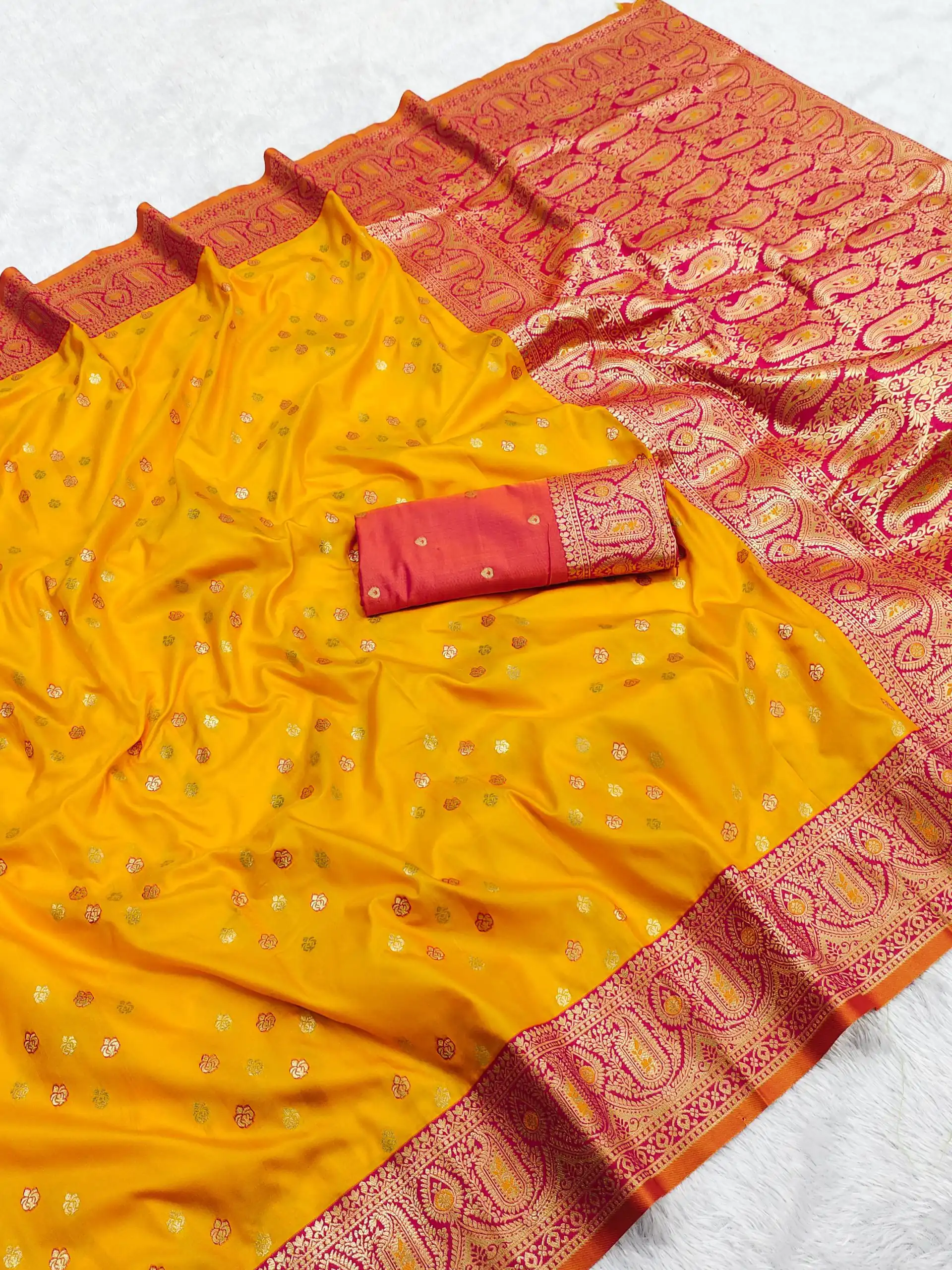 MB 3312-A Yellow in Rich Banarasi Silk Zari Work & Lace Work Saree . Affordable Price ₹2049. Delivery 4-6 Working Days. Shop now. | Designer Sarees, Embroidered Sarees, Sarees, Bollywood Sarees, Creative Sarees, Ethnic Saree, Modern Digital sarees, Party Wear Sarees