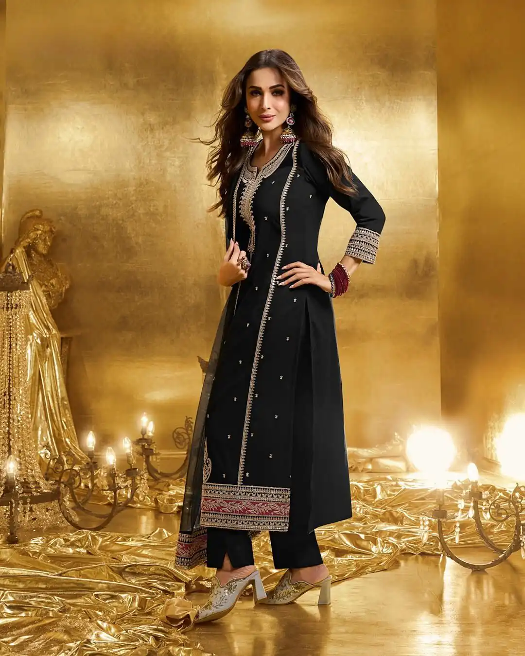 KF 1708 Black Faux Georgette Salwar Suit with Embroidery Work. Available at ₹1999 only. Delivery 4-6 Working Days. Shop now. | Jump Suits, Tops & Bottoms, Track Suits, Salwar suit, Casual Suits, Creative suits, Designer Suits, Palazzo Suits, Party Wear Suits, Patiala Suits, Straight Suits, Trendy Wear
