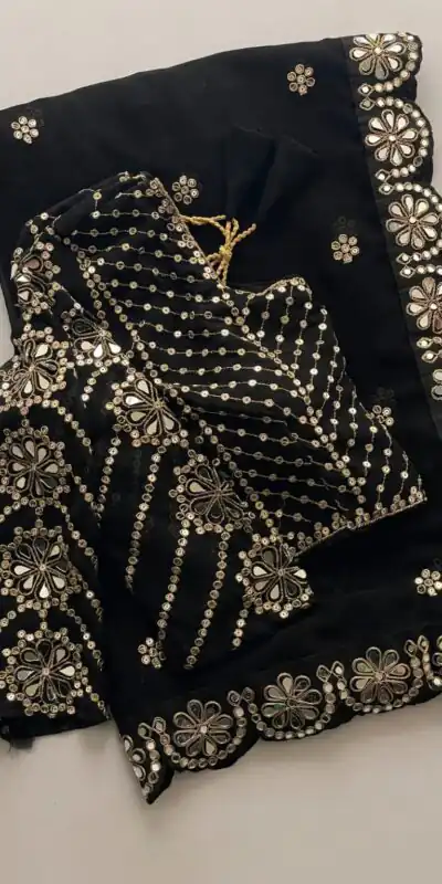 DF 3457 Black Color Georgette Sequence Original Mirror Work Saree Casual, Wedding, Festive, Events . Expected Delivery  4-6 Working Days @2099/- only                                                                                | Designer Sarees, Embroidered Sarees, Sarees, Bollywood Sarees, Creative Sarees, Ethnic Saree, Modern Digital sarees, Party Wear Sarees