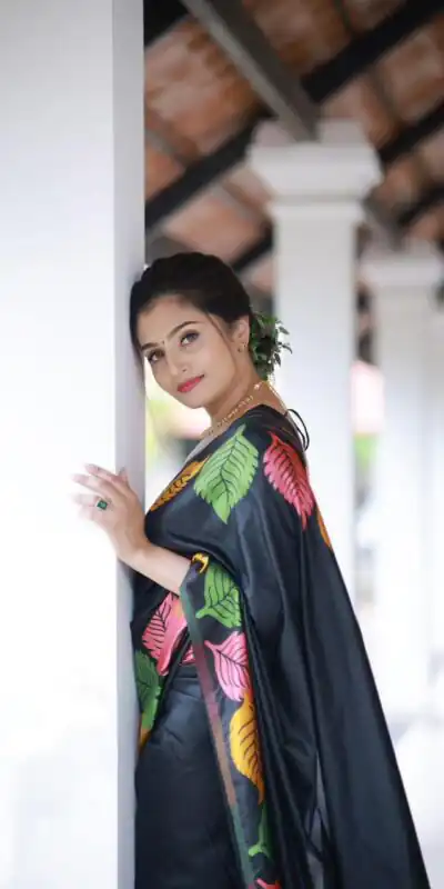 KP 6042 Black Color Soft Lichi Silk Saree with Lace Border & Lace Work. Get it for ₹1399. Delivery 4-6 Working Days. Shop now. | Designer Sarees, Embroidered Sarees, Sarees, Bollywood Sarees, Creative Sarees, Ethnic Saree, Modern Digital sarees, Party Wear Sarees