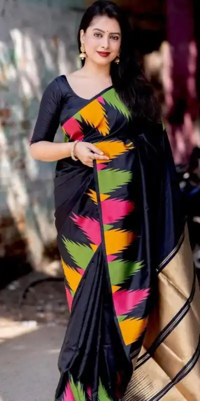 KP 6042 Black Color Soft Lichi Silk Saree with Lace Border & Lace Work. Get it for ₹1399. Delivery 4-6 Working Days. Shop now. | Designer Sarees, Embroidered Sarees, Sarees, Bollywood Sarees, Creative Sarees, Ethnic Saree, Modern Digital sarees, Party Wear Sarees