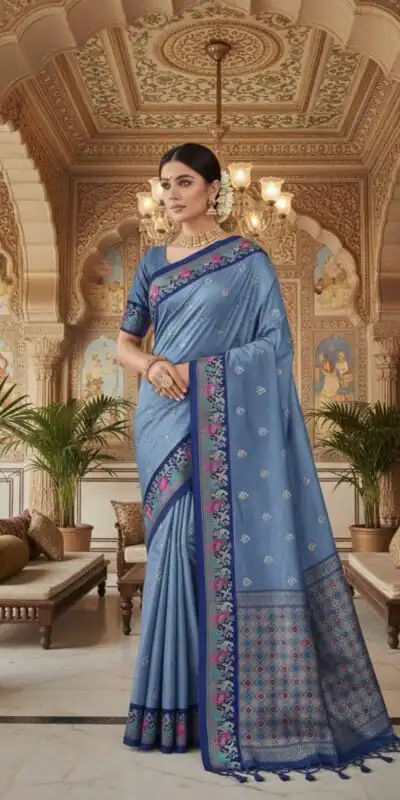 MS 545 Blue Banarasi Silk Saree with Zari Work. Wedding, Party, Festive, Events, Now at just ₹1649. Delivery 4-6 Working Days. Shop now. | Designer Sarees, Embroidered Sarees, Sarees, Bollywood Sarees, Creative Sarees, Ethnic Saree, Modern Digital sarees, Party Wear Sarees