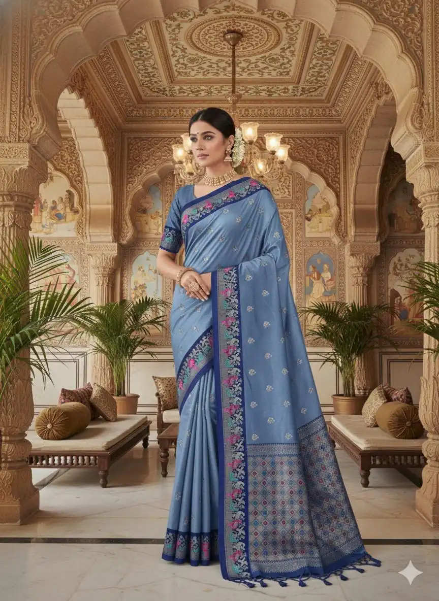 MS 545 Blue Banarasi Silk Saree with Zari Work. Wedding, Party, Festive, Events, Now at just ₹1649. Delivery 4-6 Working Days. Shop now. | Designer Sarees, Embroidered Sarees, Sarees, Bollywood Sarees, Creative Sarees, Ethnic Saree, Modern Digital sarees, Party Wear Sarees