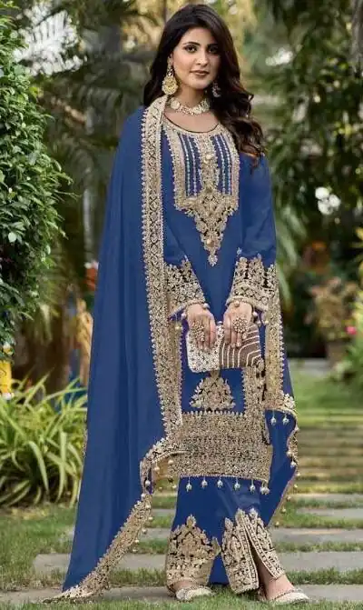 KF 1628 Blue Faux Georgette Salwar Suit Perfect for Wedding, Party, Raksha Bandhan, Baisakhi, Sangeet – . Affordable Price ₹2399. Delivery 4-6 Working | Jump Suits, Tops & Bottoms, Track Suits, Salwar suit, Casual Suits, Creative suits, Designer Suits, Palazzo Suits, Party Wear Suits, Patiala Suits, Straight Suits, Trendy Wear