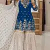 VLM 264 Blue in Fox Georgette Embroidery Work & Lace Work Salwar Suit . Best Price ₹2399. Delivery 4-6 Working Days. Shop now. | Jump Suits, Tops & Bottoms, Track Suits, Salwar suit, Casual Suits, Creative suits, Designer Suits, Palazzo Suits, Party Wear Suits, Patiala Suits, Straight Suits, Trendy Wear