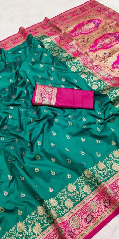 MB 3315 Firozi Color Banarasi Silk Gold Zari Border Saree . Wedding, Party, Festive, Available at ₹2049 only. Delivery 4-6 Working Days. Shop now. | Designer Sarees, Designer Sarees, Embroidered Sarees, Sarees, Bollywood Sarees, Creative Sarees, Designer Sarees, Embroidered Sarees, Ethnic Saree, Modern Digital sarees, Party Wear Sarees