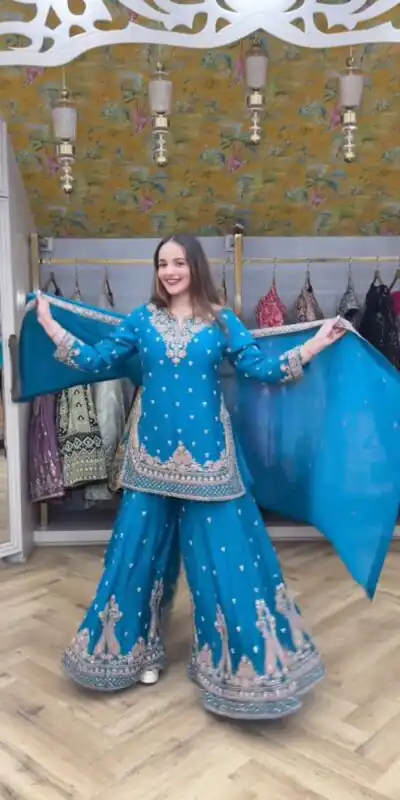 LG 2029 Firozi Chinon Salwar Suit with Embroidery Work. Wedding, Party, Festive, Events, Special Price ₹2399. Delivery 4-6 Working Days. Shop now. | Jump Suits, Tops & Bottoms, Track Suits, Salwar suit, Casual Suits, Creative suits, Designer Suits, Palazzo Suits, Party Wear Suits, Patiala Suits, Straight Suits, Trendy Wear