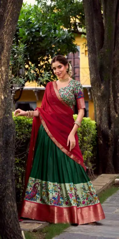 LNB 1244 Green in Aastha Silk Lace Work & Zari Work Lehenga Choli. Grab it for ₹1349. Delivery 4-6 Working Days. Shop now. | Lehenga, Bollywood Lehenga, Creative Lehenga, Designer Lehenga, Embroidered Lehenga, Party Wear Lehenga