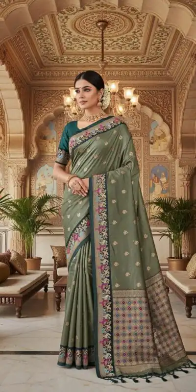 MS 545 Green Banarasi Silk Saree with Zari Work. Wedding, Party, Festive, Events, Now at just ₹1649. Delivery 4-6 Working Days. Shop now. | Designer Sarees, Embroidered Sarees, Sarees, Bollywood Sarees, Creative Sarees, Ethnic Saree, Modern Digital sarees, Party Wear Sarees
