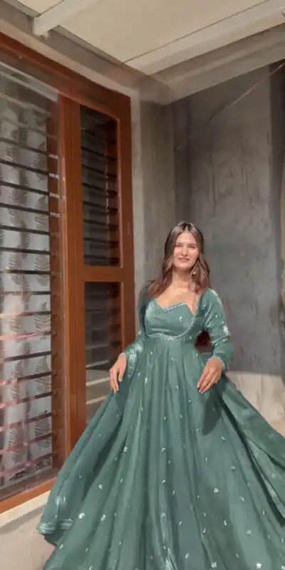 RTC 5937 Grey Fendy silk Gown with Lace Work. Wedding, Party, Festive, Events Get it for ₹2149. Delivery 4-6 Working Days. Shop now. | Gowns, Bollywood Gowns, Creative Gowns, Designer Gowns, Embroidered Gowns, Party Wear Gowns