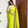 AC CHERRY Lemon Yellow Soft Organza With Handwork Saree Wedding, Party, Festive, Events Affordable Price ₹2099. Delivery 4-6 Working Days. Shop now. | Designer Sarees, Embroidered Sarees, Sarees, Bollywood Sarees, Creative Sarees, Ethnic Saree, Modern Digital sarees, Party Wear Sarees