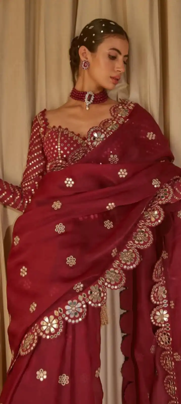 DF 3457 Maroon Color Georgette Sequence Original Mirror Work Saree Casual, Wedding, Festive, Events . Expected Delivery  4-6 Working Days @2099/- only                                                                                | Designer Sarees, Embroidered Sarees, Sarees, Bollywood Sarees, Creative Sarees, Ethnic Saree, Modern Digital sarees, Party Wear Sarees