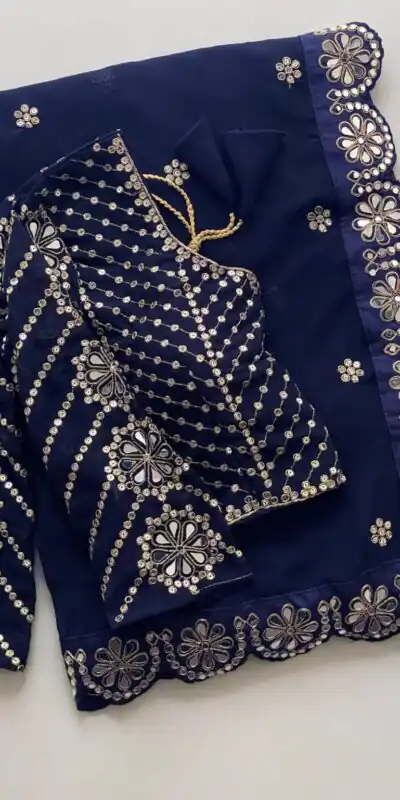 DF 3457 Navy Blue Color Georgette Sequence Original Mirror Work Saree Casual, Wedding, Festive, Events . Expected Delivery  4-6 Working Days @2099/- only                                                                                | Designer Sarees, Embroidered Sarees, Sarees, Bollywood Sarees, Creative Sarees, Ethnic Saree, Modern Digital sarees, Party Wear Sarees