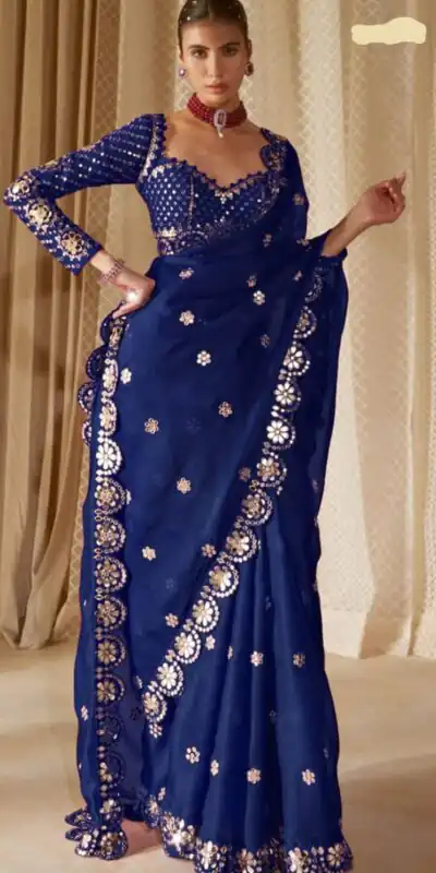 DF 3457 Navy Blue Color Georgette Sequence Original Mirror Work Saree Casual, Wedding, Festive, Events . Expected Delivery  4-6 Working Days @2099/- only                                                                                | Designer Sarees, Embroidered Sarees, Sarees, Bollywood Sarees, Creative Sarees, Ethnic Saree, Modern Digital sarees, Party Wear Sarees