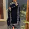 Navy Blue Viscose Velvet Lace Work Salwar Suit