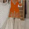 VLM 264 Orange in Fox Georgette Embroidery Work & Lace Work Salwar Suit . Best Price ₹2399. Delivery 4-6 Working Days. Shop now. | Jump Suits, Tops & Bottoms, Track Suits, Salwar suit, Casual Suits, Creative suits, Designer Suits, Palazzo Suits, Party Wear Suits, Patiala Suits, Straight Suits, Trendy Wear