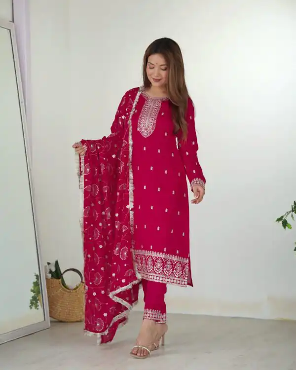 Pink Rangoli Silk Sequence Jari Work Salwar Suit