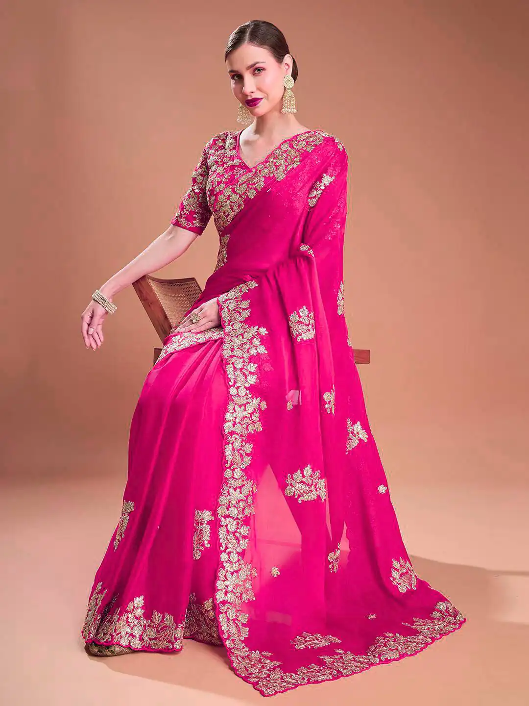 BT 1301 Pink Rangoli Silk Saree with Sequins Work & Embroidery Work. Now at just ₹1999. Delivery 4-6 Working Days. Shop now. | Designer Sarees, Embroidered Sarees, Sarees, Bollywood Sarees, Creative Sarees, Ethnic Saree, Modern Digital sarees, Party Wear Sarees