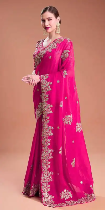 BT 1301 Pink Rangoli Silk Saree with Sequins Work & Embroidery Work. Now at just ₹1999. Delivery 4-6 Working Days. Shop now. | Designer Sarees, Embroidered Sarees, Sarees, Bollywood Sarees, Creative Sarees, Ethnic Saree, Modern Digital sarees, Party Wear Sarees