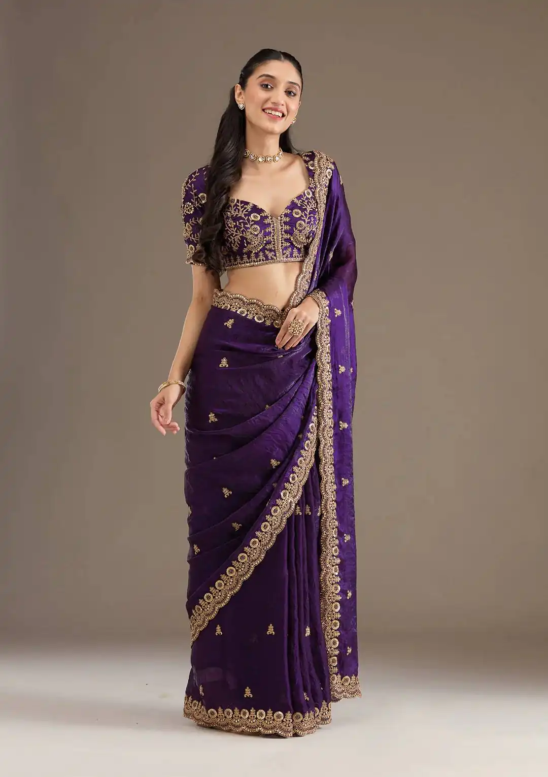 BT 434 Purple Fandy Sattin Silk Saree with Zari Work. Wedding, Party, Festive, Events, Best Price ₹2049. Delivery 4-6 Working Days. Shop now. | Designer Sarees, Embroidered Sarees, Sarees, Bollywood Sarees, Creative Sarees, Ethnic Saree, Modern Digital sarees, Party Wear Sarees