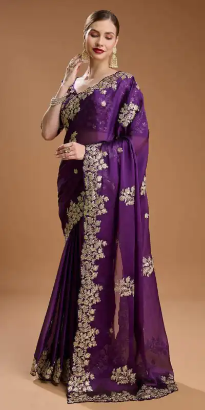 BT 1301 Purple Rangoli Silk Saree with Sequins Work & Embroidery Work. Now at just ₹1999. Delivery 4-6 Working Days. Shop now. | Designer Sarees, Embroidered Sarees, Sarees, Bollywood Sarees, Creative Sarees, Ethnic Saree, Modern Digital sarees, Party Wear Sarees