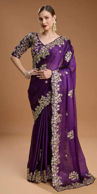 BT 1301 Purple Rangoli Silk Saree with Sequins Work & Embroidery Work. Now at just ₹1999. Delivery 4-6 Working Days. Shop now. | Designer Sarees, Embroidered Sarees, Sarees, Bollywood Sarees, Creative Sarees, Ethnic Saree, Modern Digital sarees, Party Wear Sarees