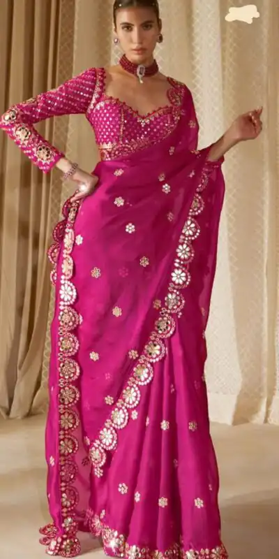 DF 3457 Rani Pink Color Georgette Sequence Original Mirror Work Saree Casual, Wedding, Festive, Events . Expected Delivery  4-6 Working Days @2099/- only                                                                                | Designer Sarees, Embroidered Sarees, Sarees, Bollywood Sarees, Creative Sarees, Ethnic Saree, Modern Digital sarees, Party Wear Sarees