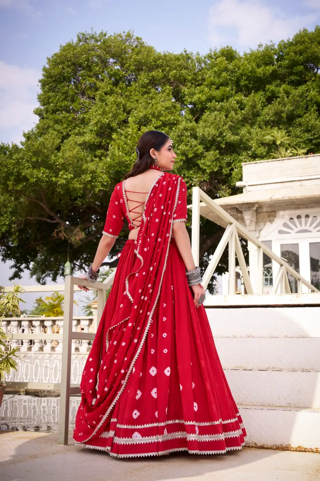 LNB 1663 Red Color Pure Chander Bandhej Print With Lace Touch Up Lehenga Choli Wedding, Party, Festive, Events Etc. Delivery 4-6 Working Days Rs 1899 | Lehenga, Bollywood Lehenga, Creative Lehenga, Designer Lehenga, Embroidered Lehenga, Party Wear Lehenga