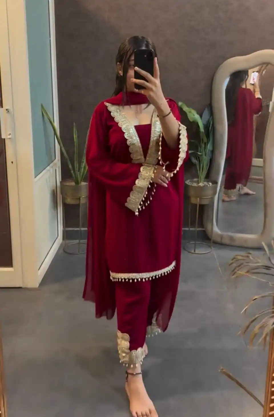 SRK 5306 Red Faux Georgette Salwar Suit with Lace Work & Embroidery Work. Special Price ₹1899. Delivery 4-6 Working Days. Shop now. | Lehenga, Bollywood Lehenga, Creative Lehenga, Designer Lehenga, Embroidered Lehenga, Party Wear Lehenga