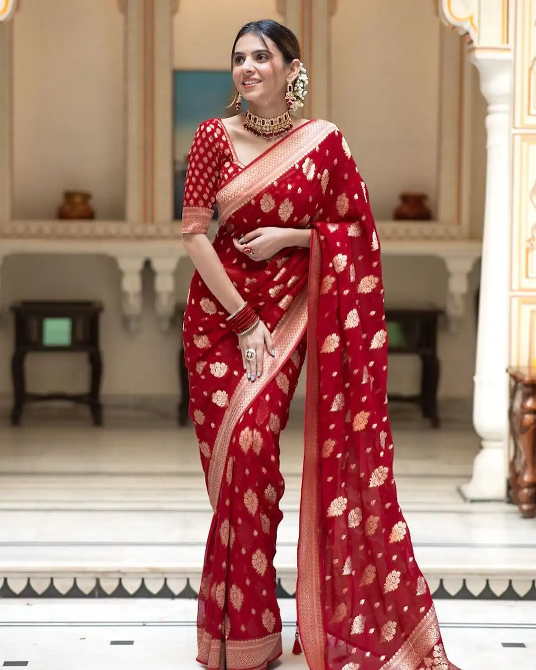 KPR 190 Red Soft Lichi Silk Jacquard Work Saree with Designer Work Wedding, Party, Festive, Events, Deal ₹1399. Delivery 4-6 Working Days. Shop now. | Designer Sarees, Embroidered Sarees, Sarees, Bollywood Sarees, Creative Sarees, Ethnic Saree, Modern Digital sarees, Party Wear Sarees