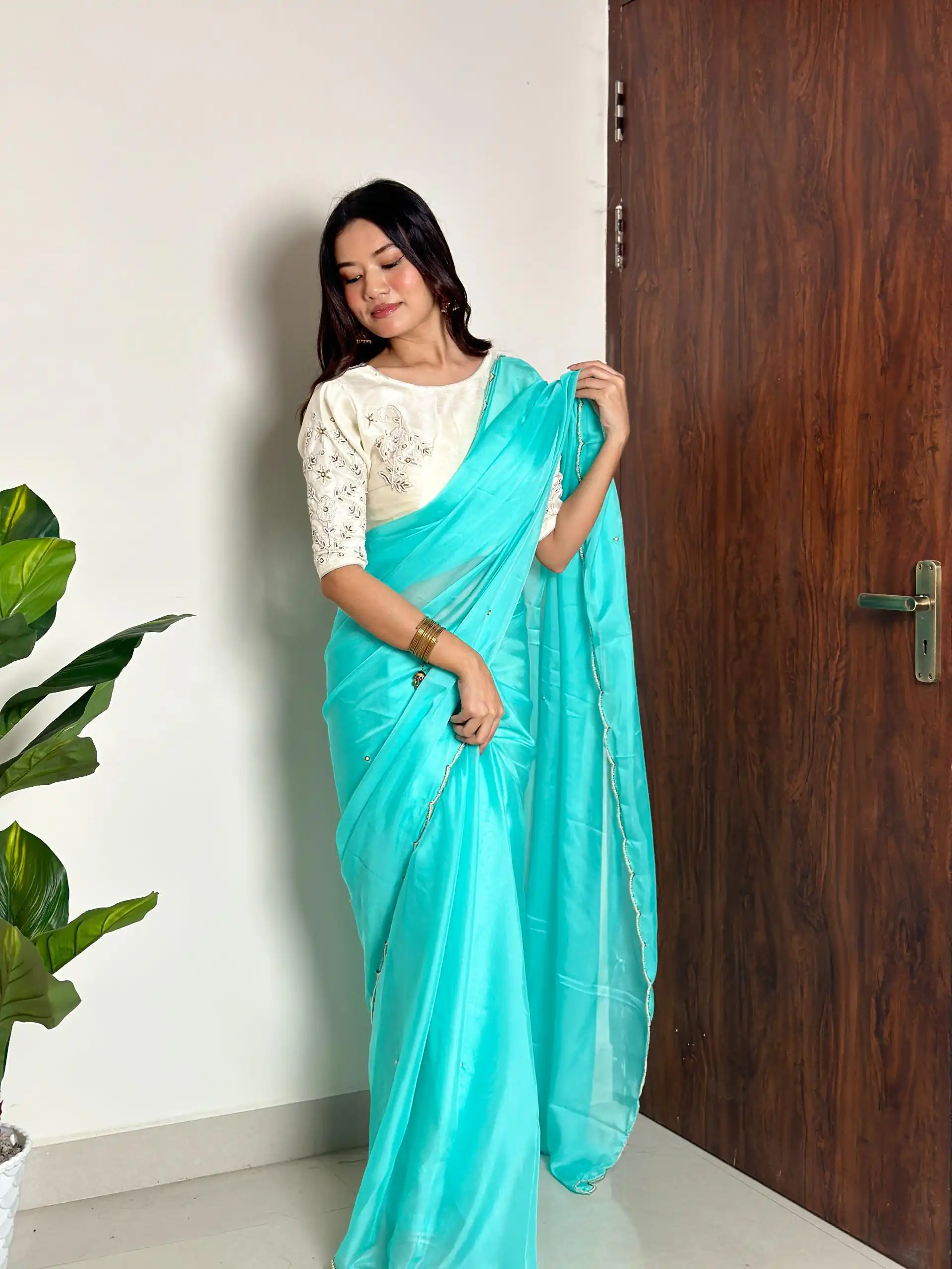 AC CHERRY Sky Blue Soft Organza With Handwork Saree Wedding, Party, Festive, Events Affordable Price ₹2099. Delivery 4-6 Working Days. Shop now. | Designer Sarees, Embroidered Sarees, Sarees, Bollywood Sarees, Creative Sarees, Ethnic Saree, Modern Digital sarees, Party Wear Sarees